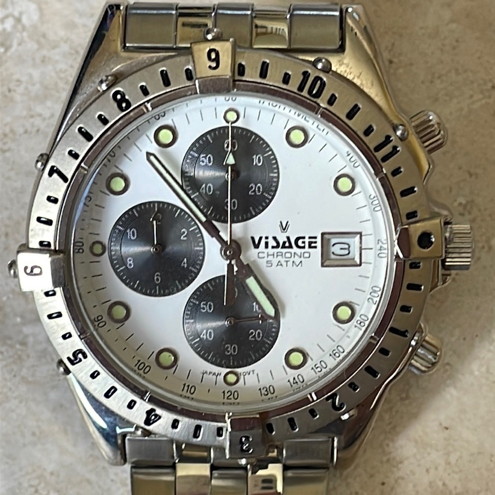 Visage men battery water resistant 5ATM stainless steel w/date